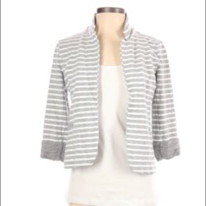 Grey and white striped blazer
